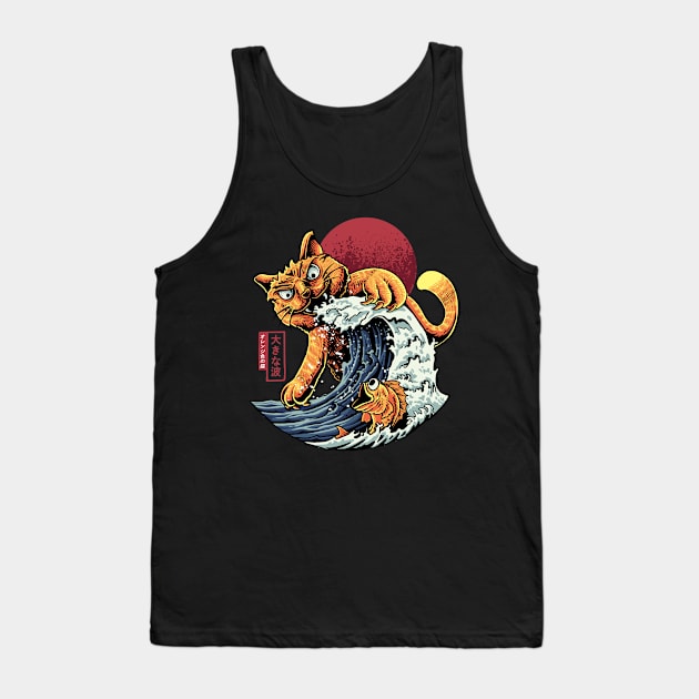 angry cat waves and fish Tank Top by Qalbi studio